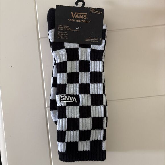 VANS Men's Checkerboard Crew Socks 1 Pair Men’s Size 9.5-13 - Picture 1 of 7